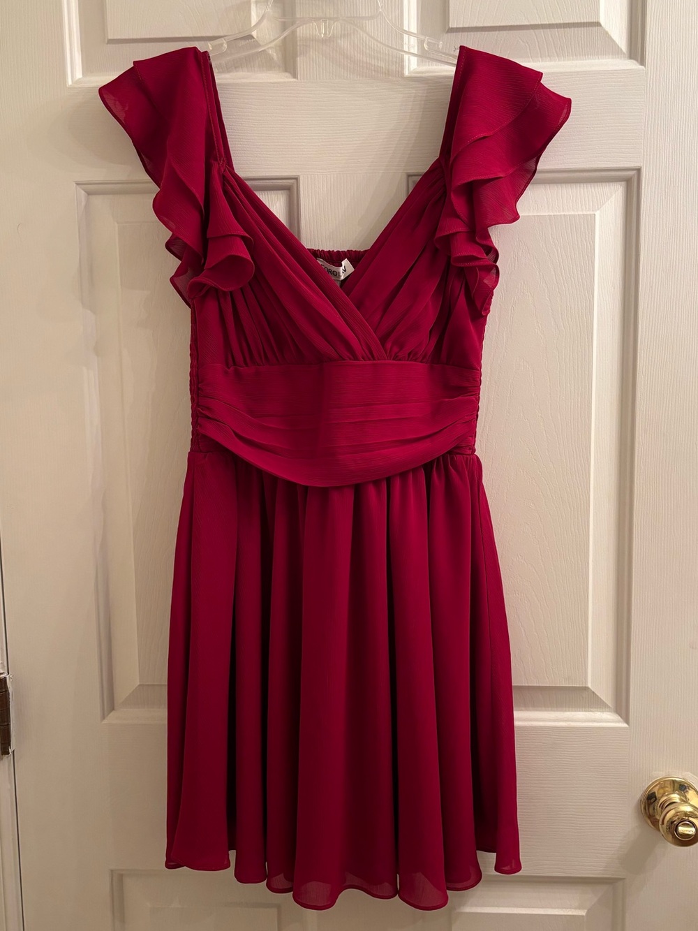 V-Neck Mini Dress With Ruffle Sleeves